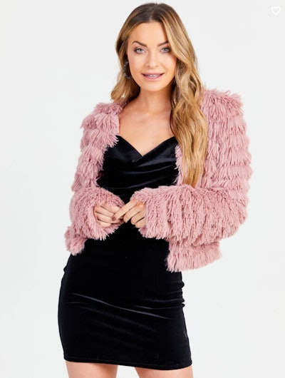 This dusty pink coat is perfect to top off any Valentine's Day outfit.