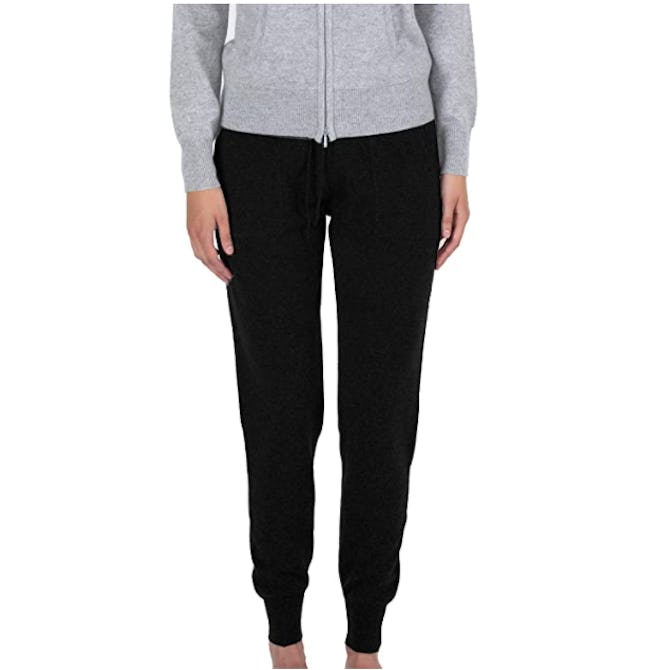 JENNIE LIU 100% Pure Cashmere Knitted Jogger Pants