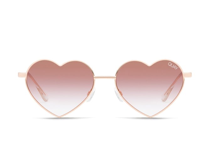 Heart-shaped sunglasses with gold frames