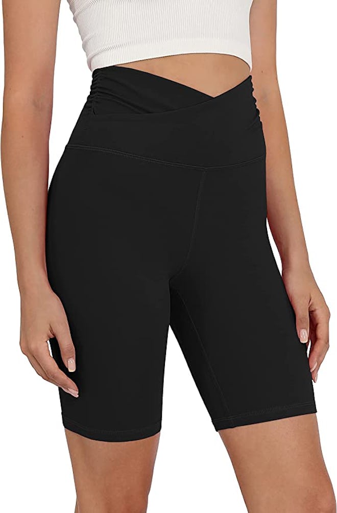 ODODOS High Rise Yoga Shorts with Inner Pocket