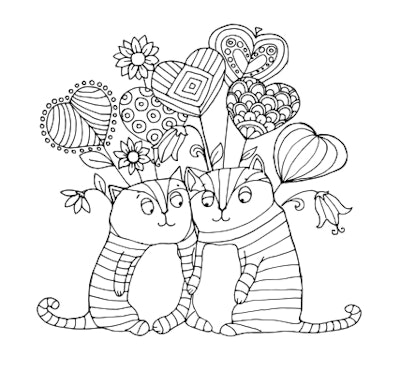 Love Cats make a great Valentine's Day coloring page