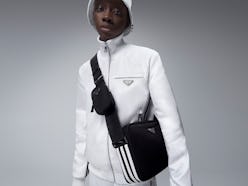 The Adidas for Prada Re-Nylon collection campaign photo. 