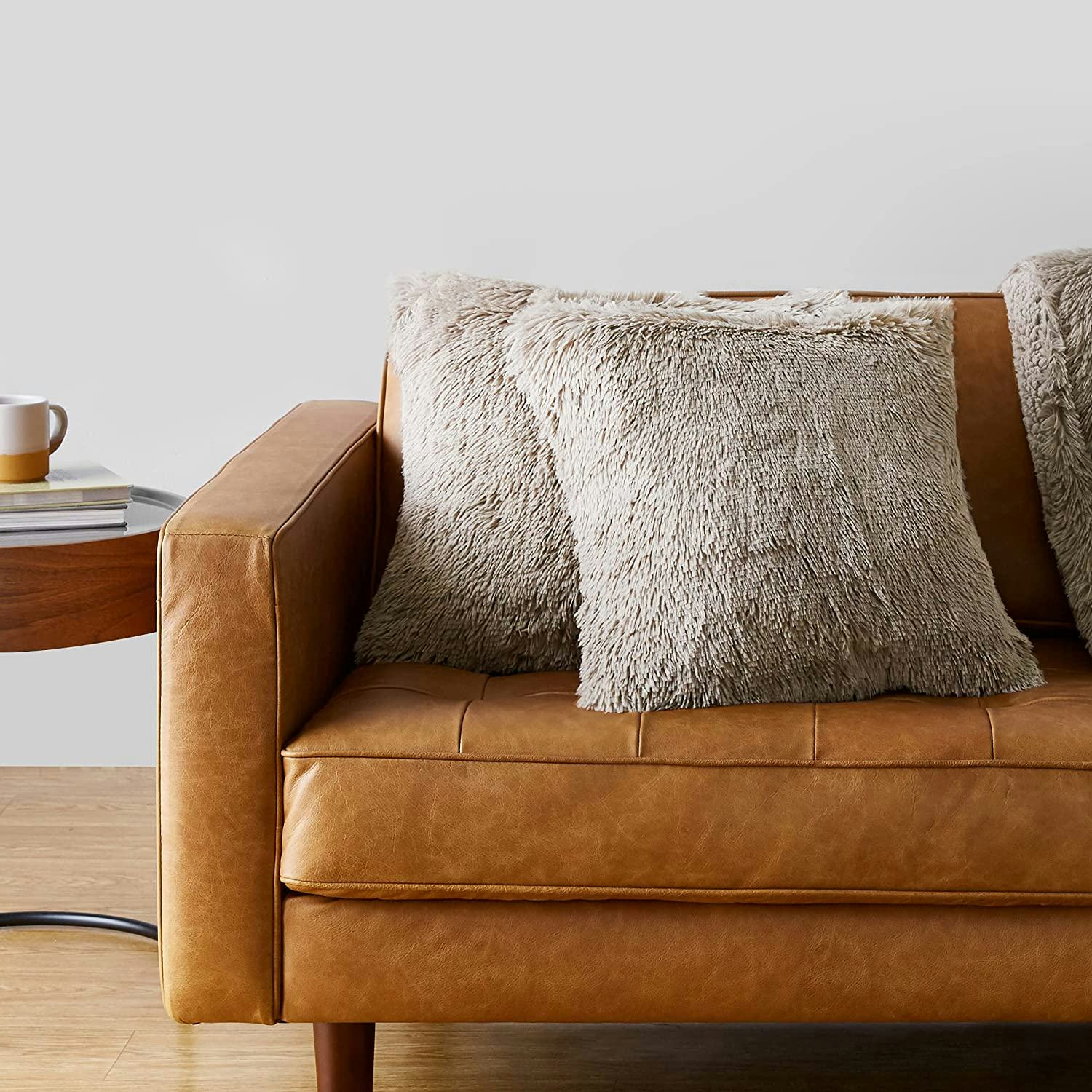 Amazon Basics Faux Fur Throw Pillow Covers (2-Pack)