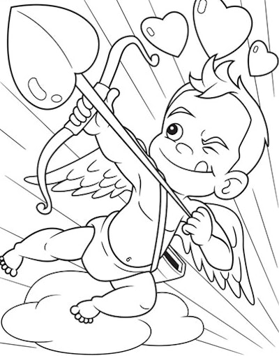 Cupid page makes a great Valentine's Day coloring page