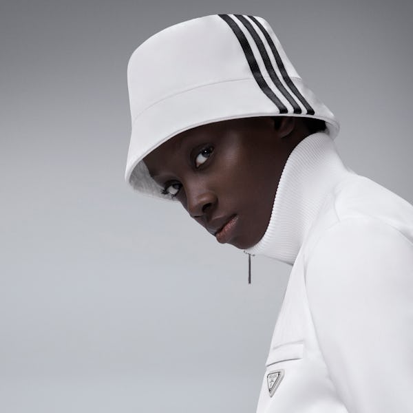 The Adidas for Prada Re-Nylon collection campaign photo. 