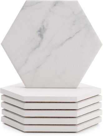 Sweese White Marble Coasters (Set of 6)
