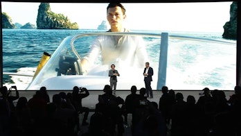 Tom Rothman and Tom Holland on stage at CES 2022