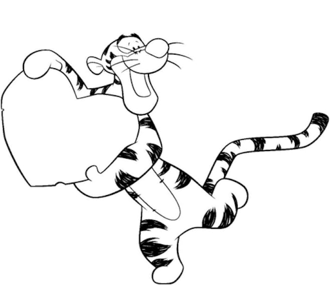 Tigger page is a great Valentine's Day coloring page