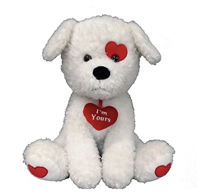 A stuffed puppy is a great Valentine's Day scavenger hunt prize