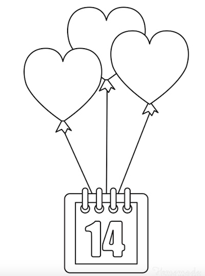 Valentine's Day calendar page is a great Valentine's Day coloring page