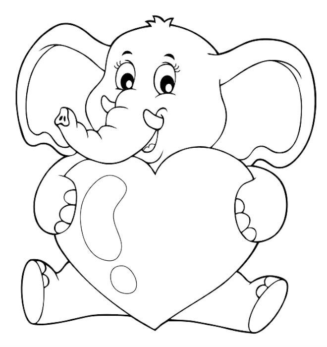 Elephant page is a great Valentine's Day coloring page