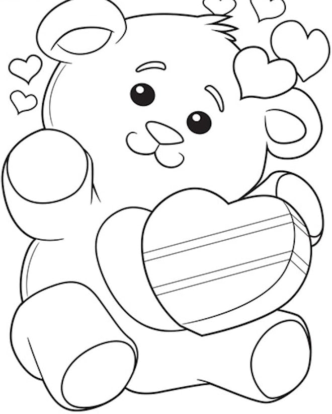 Teddy Bear page is a great Valentine's Day coloring page