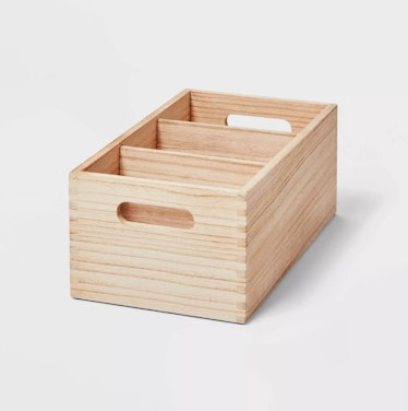 3 Compartment Light Wood Crate