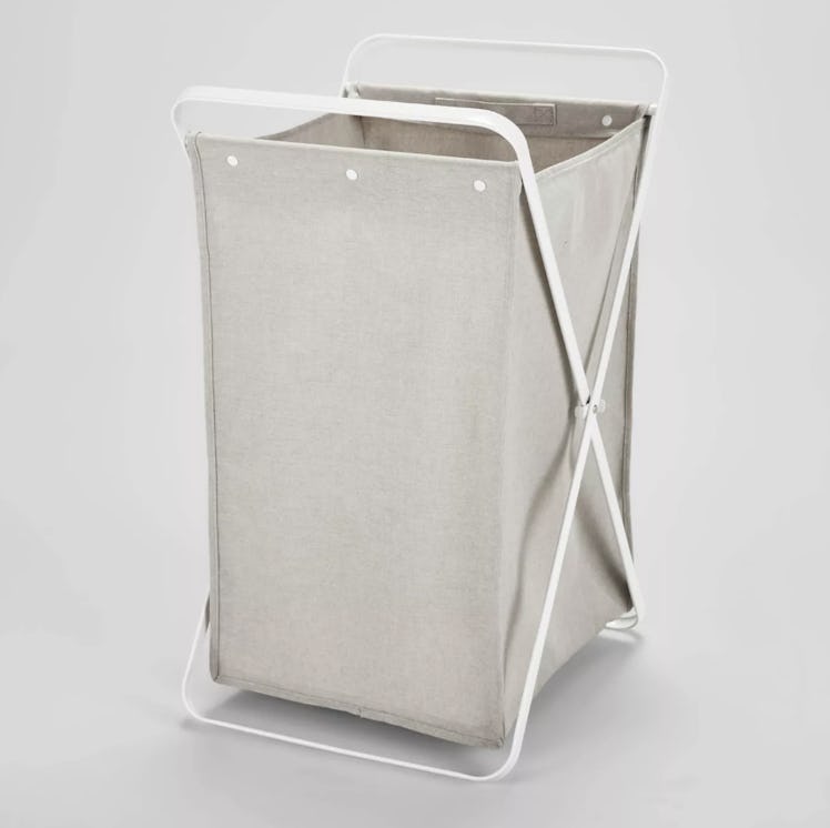 Folding X-Frame Hamper Matte White