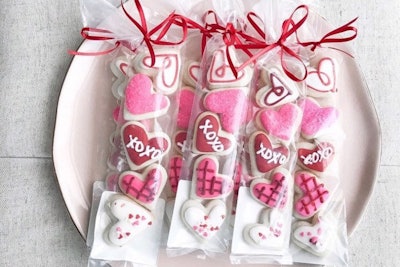 Gift bags filled with Valentine's Day sugar cookies