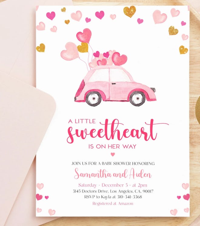 Valentine's Days themed baby shower invitation 