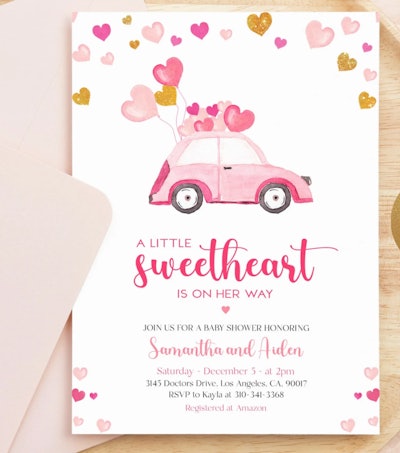 Valentine's Days themed baby shower invitation 