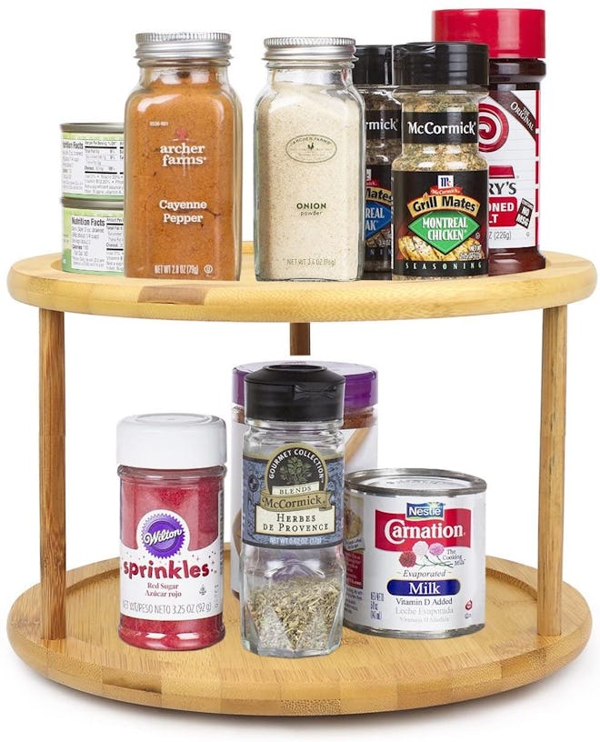 Greenco Premium Bamboo 2-Tier Lazy Susan Turntable