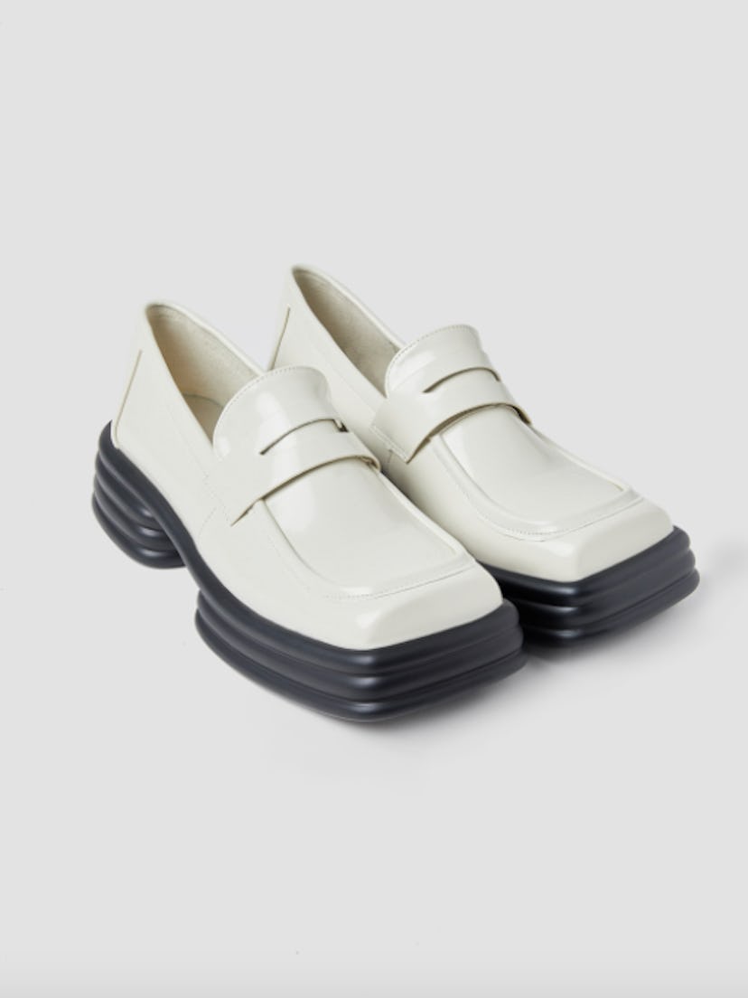 Square Toe Loafers in White
