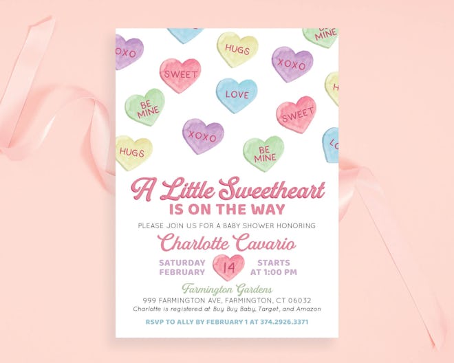 Valentine's Day themed baby shower invite