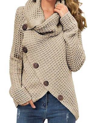 GRECERELLE Chunky Button Pullover Sweater