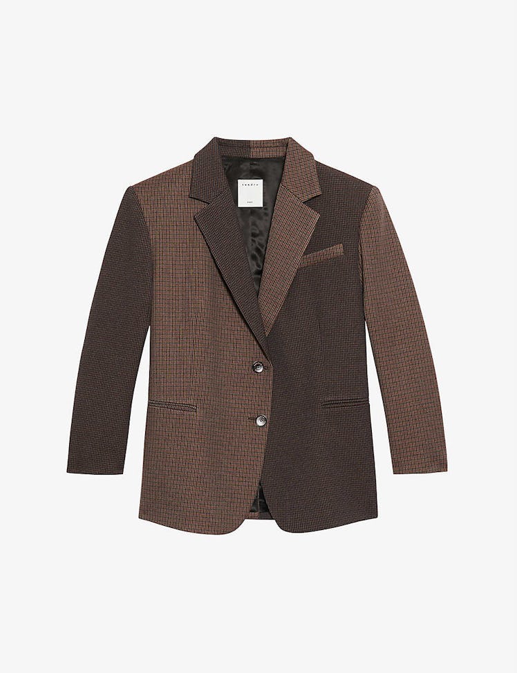 Sandro dual-fabric blazer.