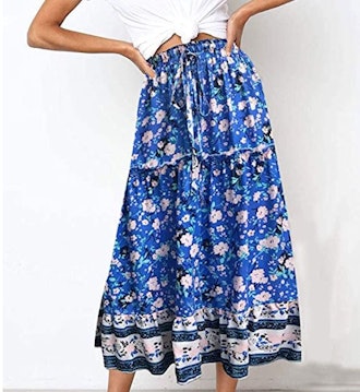 ZESICA Floral Print Maxi Skirt
