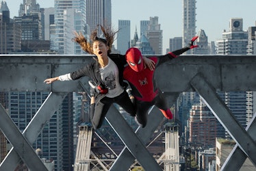 Zendaya and Tom Holland flying together in "Spider-Man"