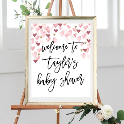 Welcome sign for Valentine's Day baby shower