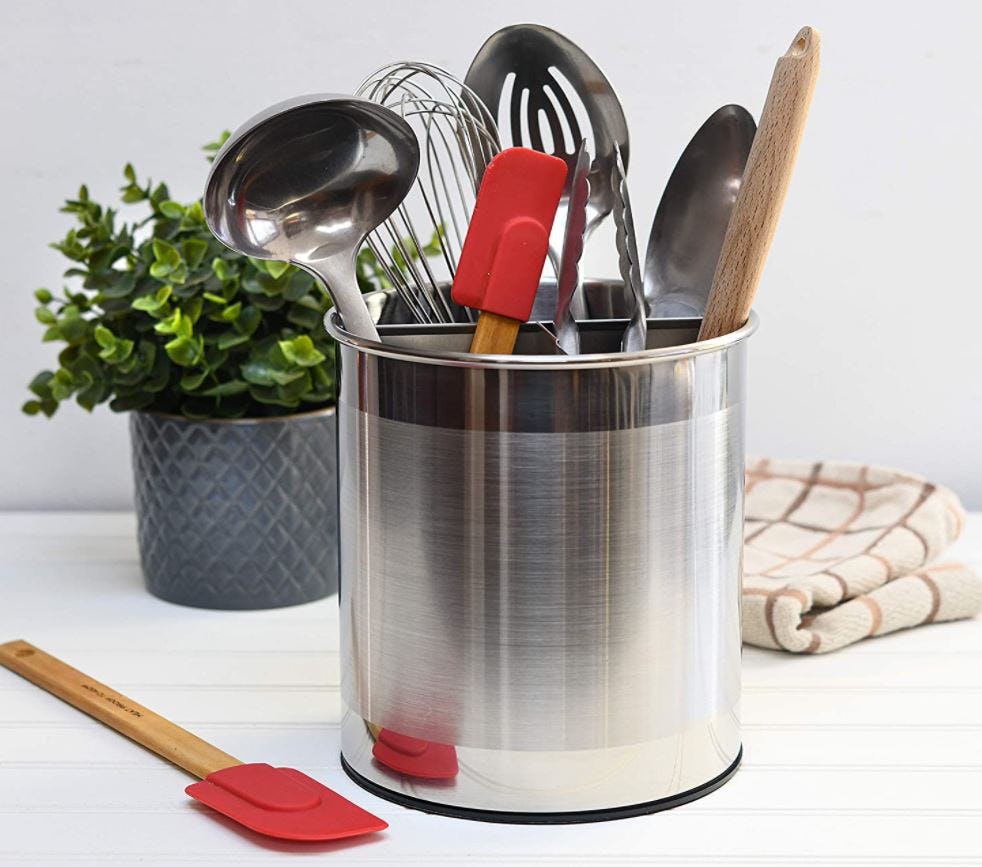 Bartnelli Extra Large Stainless Steel Kitchen Utensil Holder