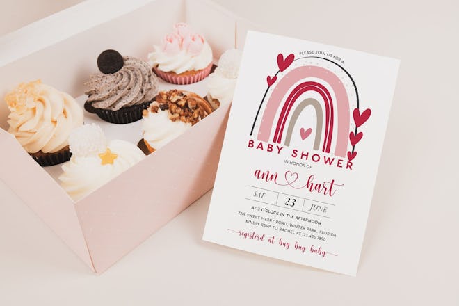 Valentine's Day themed baby shower invite