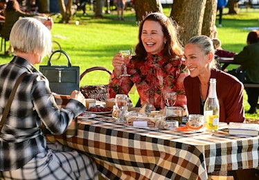 Miranda, Charlotte and Carrie have a picnic