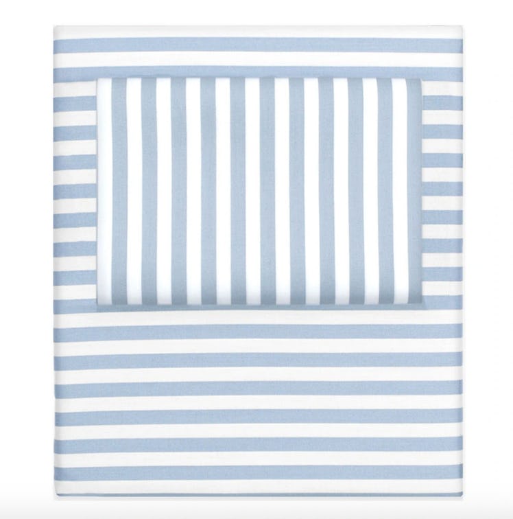 French Blue Striped Sheet Set