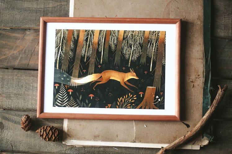 This fox print is cottagecore wall decor.