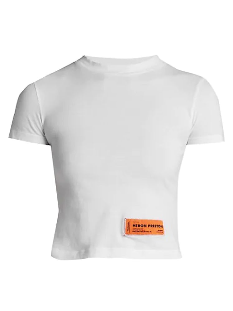 Heron Preston white baby tee.