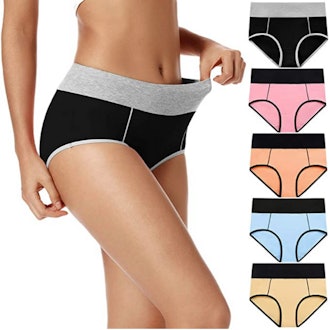 POKARLA High Waisted Cotton Underwear (5-Pack)