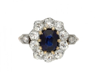 Edwardian Sapphire and Diamond Cluster Ring, Circa 1905
