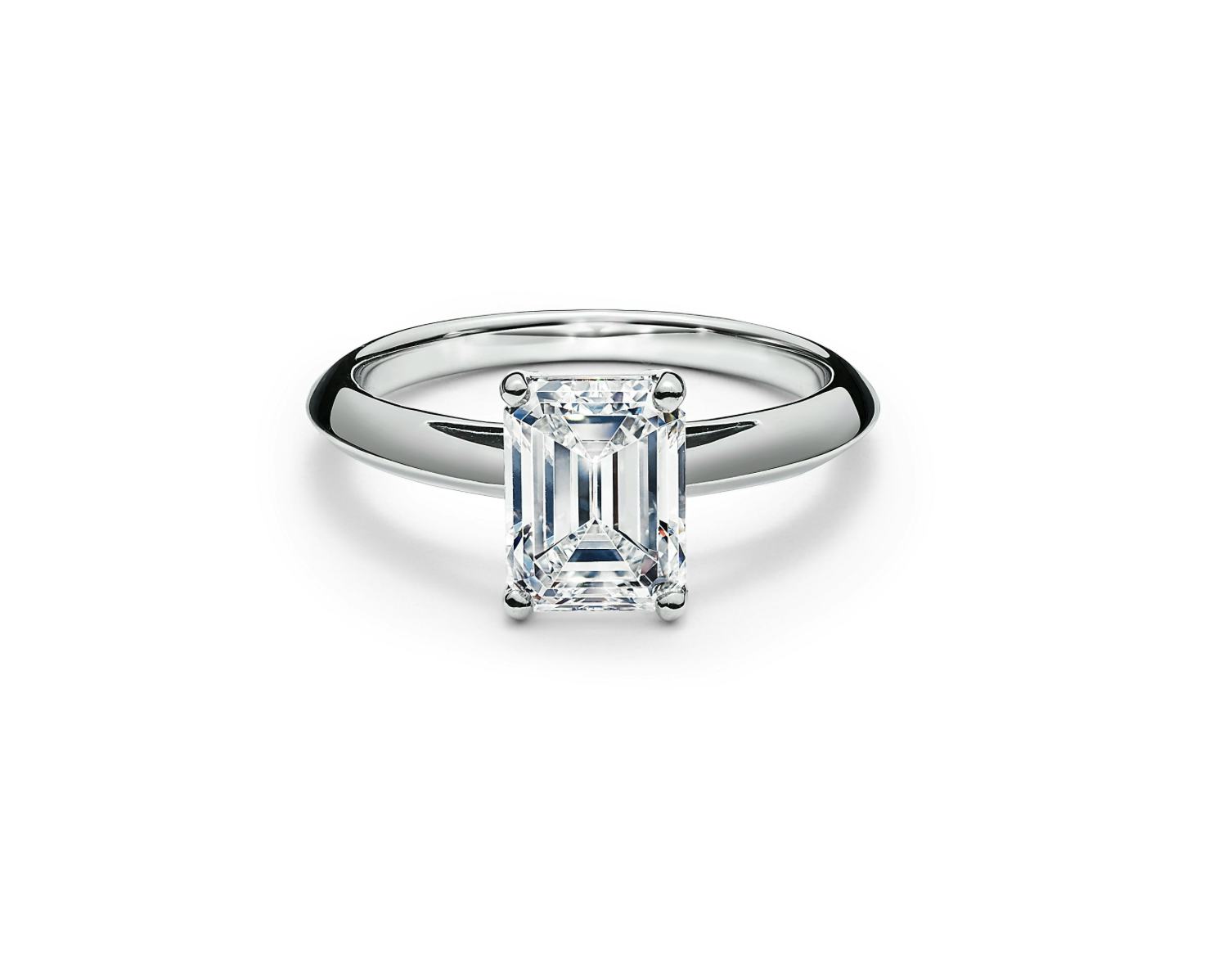 Emerald-Cut Diamond Engagement Ring in Platinum