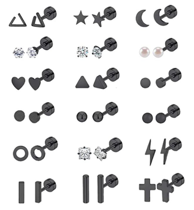Staligue Tiny Stud Earring Set (18 Pairs)