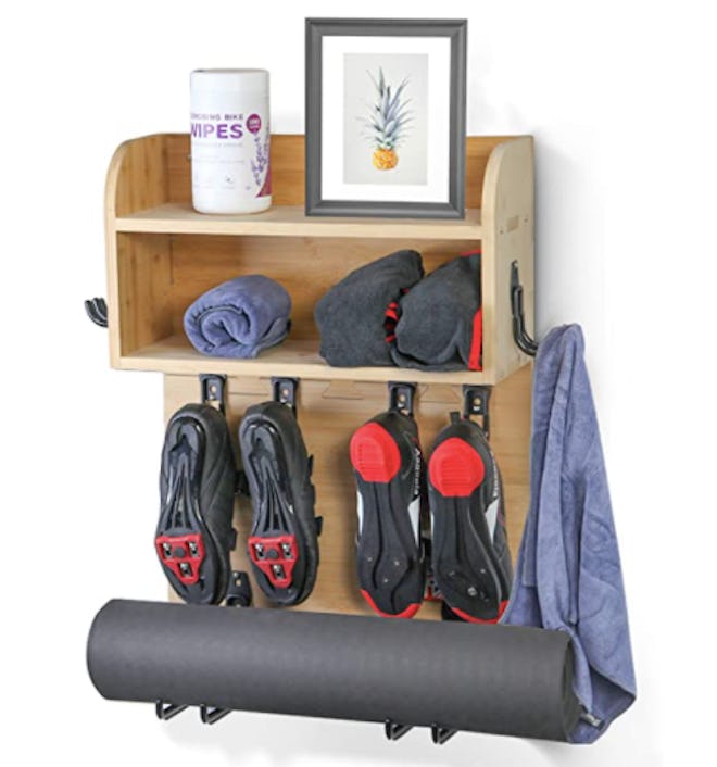 Keep all of your Peloton accessories neat and organized with this wall mount accessory organizer.
