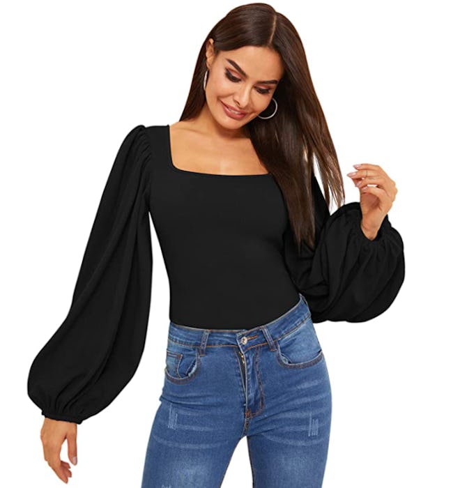 Romwe Puff Sleeve Blouse