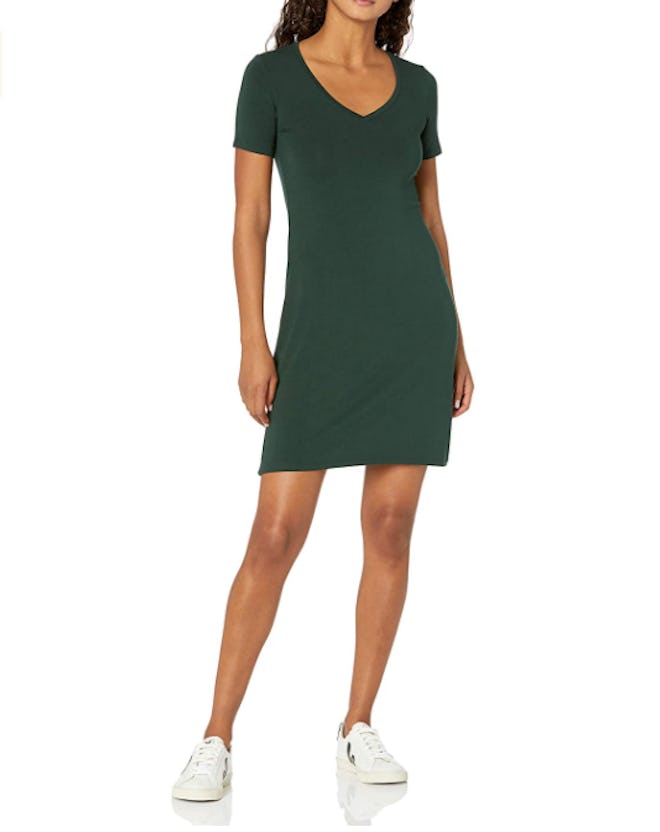 Daily Ritual Jersey Short-Sleeve V-Neck T-Shirt Dress