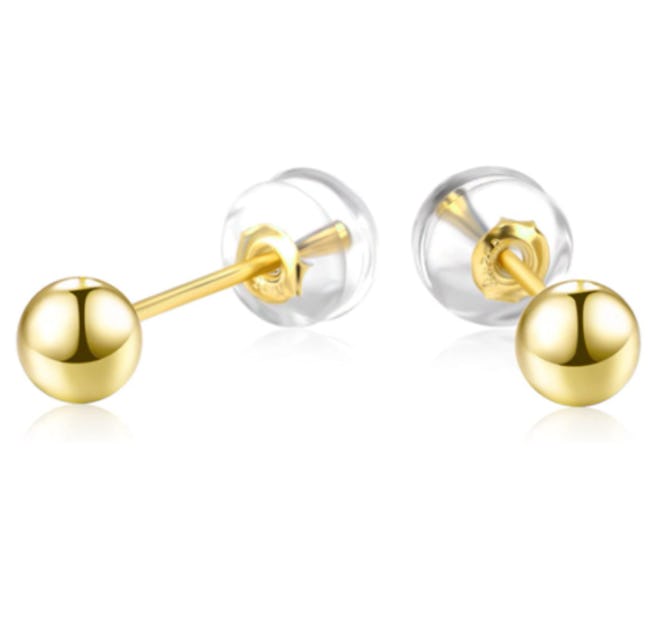SISGEM 18K Yellow Gold Ball Stud