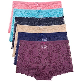Barbra Lingerie Lace Boyshort Panties (6 Pack)