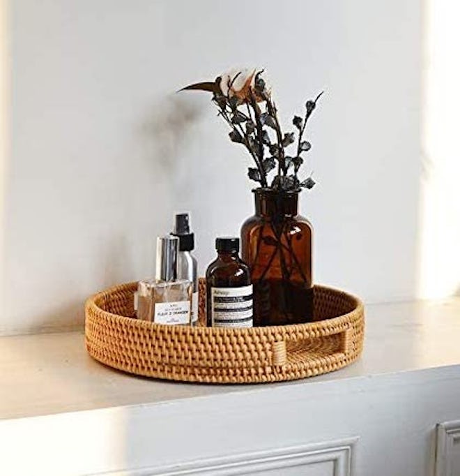 DECRAFTS Round Rattan Tray