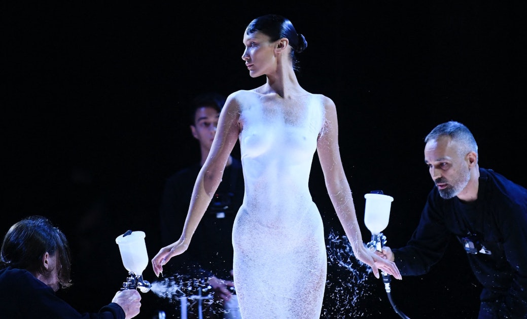 Bella Hadid's Spray-Painted Coperni Spring 2023 Dress Video Is Unreal