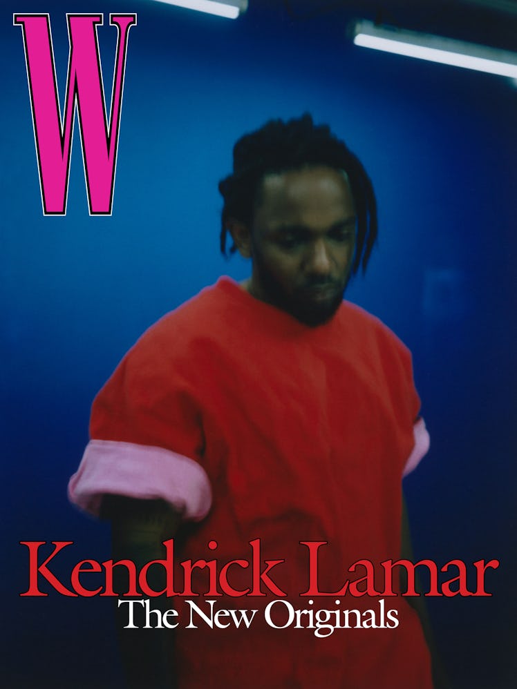 Kendrick Lamar wears a red Balenciaga Couture top.