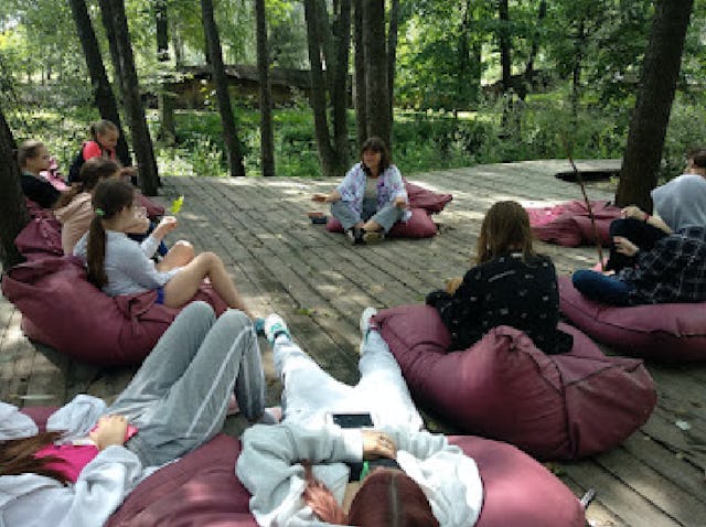 A group of Ukrainians at the 'Superhero Therapy'