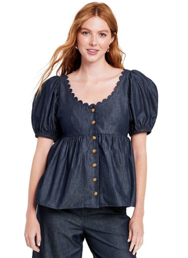 Puff Sleeve Button-Down Top