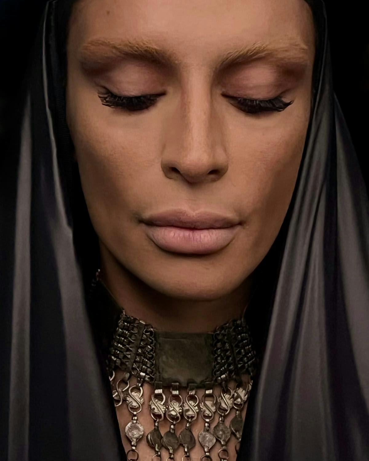  Woman with bleached eyebrows and beige lips for NYLON's SOUNDCHECK.